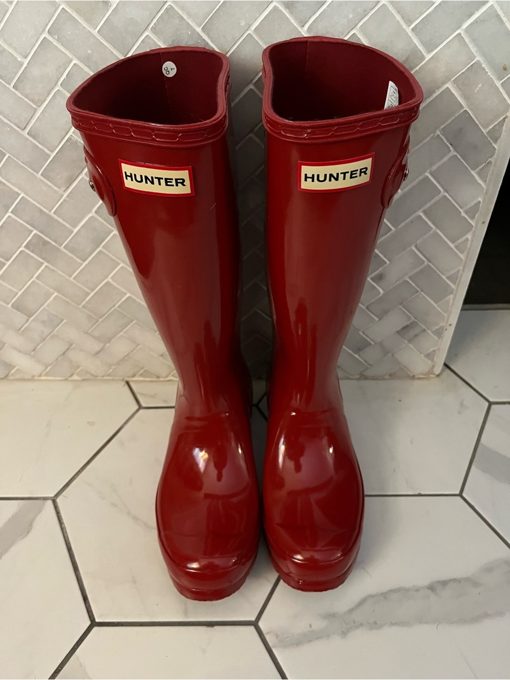 Hunter Gloss Red Knee-High Rain Boots Big kids